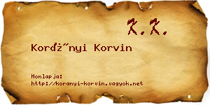 Korányi Korvin névjegykártya